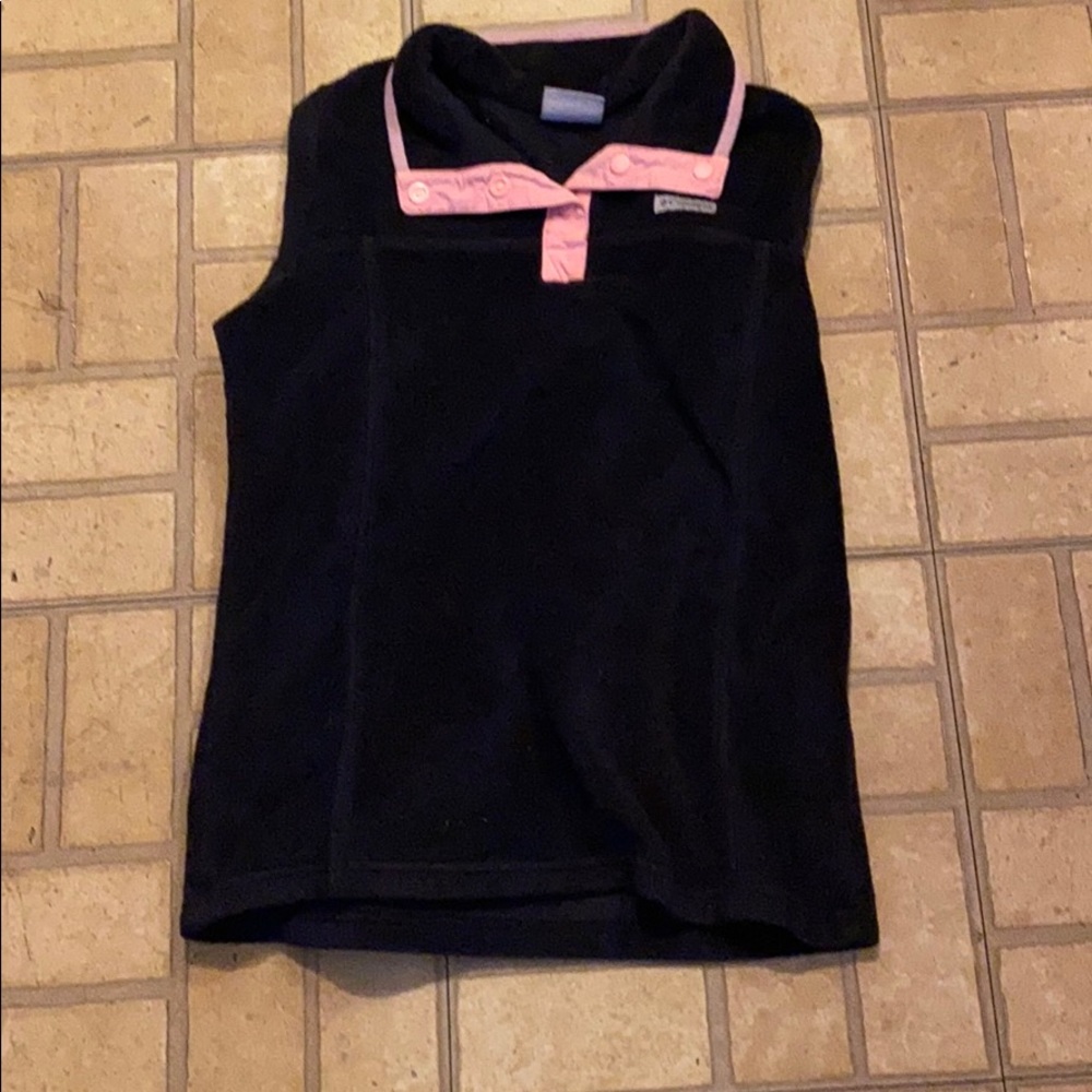 Columbia jacket that’s black with an orange collar